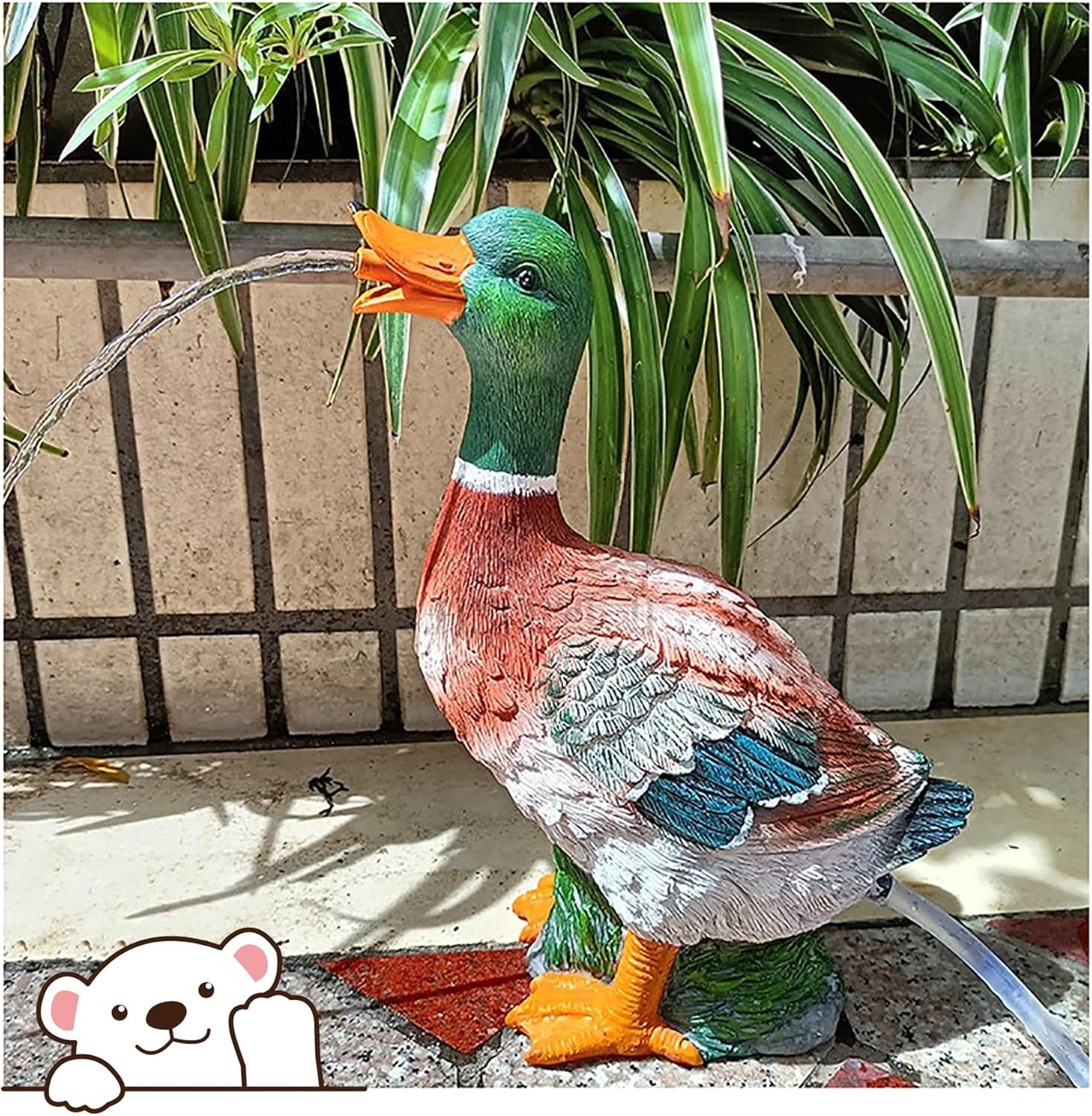 Pond spitters for Small Ponds, Garden Decor Pond Spitter for Koi Pond, Fish Fountain Spitter with Hose, Pool Fountains for Above Ground Pools, for Water Gardens(Green,23 * 13 * 32cm)