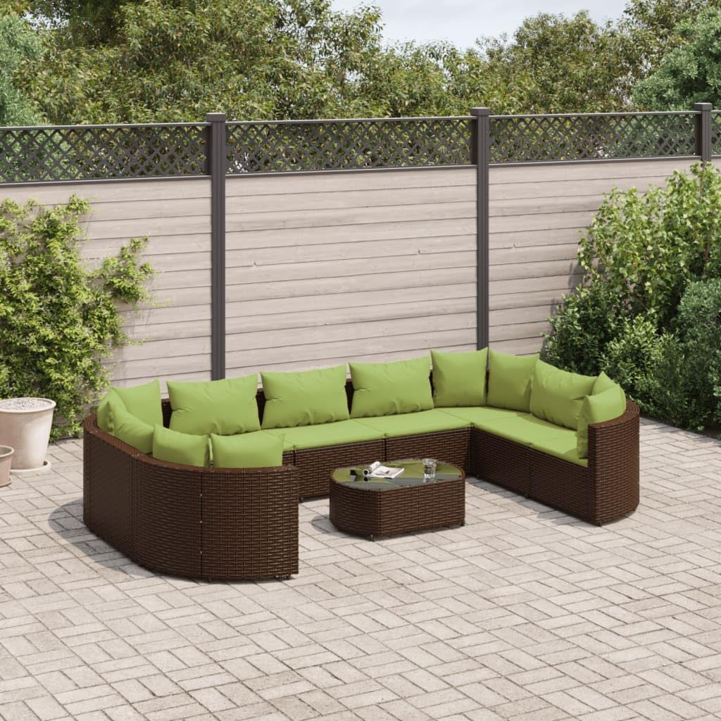 10 Piece Patio Sofa Set with Cushions Brown Poly Rattan,Elegant and Durable Patio Sofa Set: for Outdoor Relaxation and Gatherings Furniture Sets for Patio, Lawn & Garden