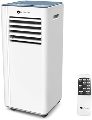 DR.PREPARE 8000 BTU Portable Air Conditioners, Cools Room Up to 350 sq. ft, 4 Modes AC Unit with Fast Cooling, Remote Control, 24H Times, Sleep Mode, Portable for Bedroom, Home, Office
