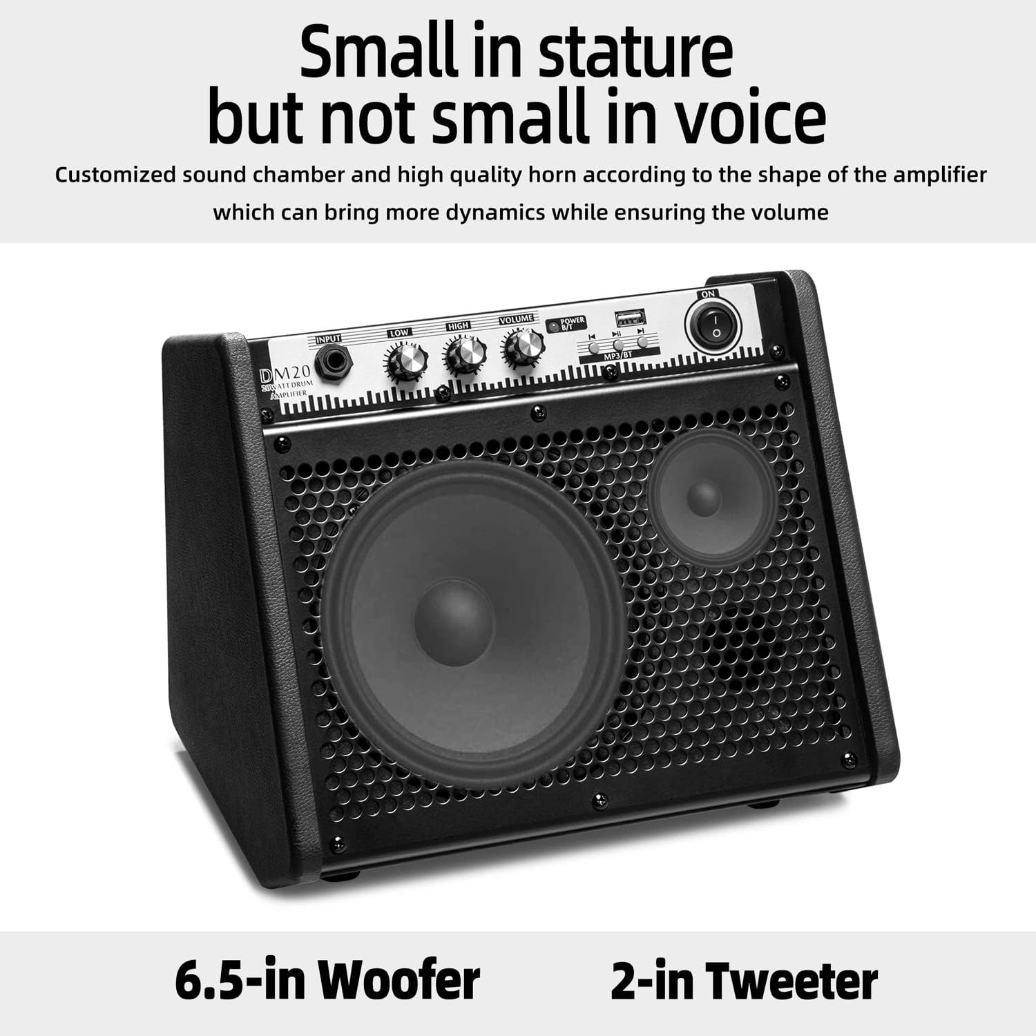 Coolmusic DM20 20W Bluetooth Personal Monitor Amplifier Electric Drum Amplifier Speaker,Keyboard Speaker with USB Interface(Including E-Drum Noise-Reduction Cable) (Black)