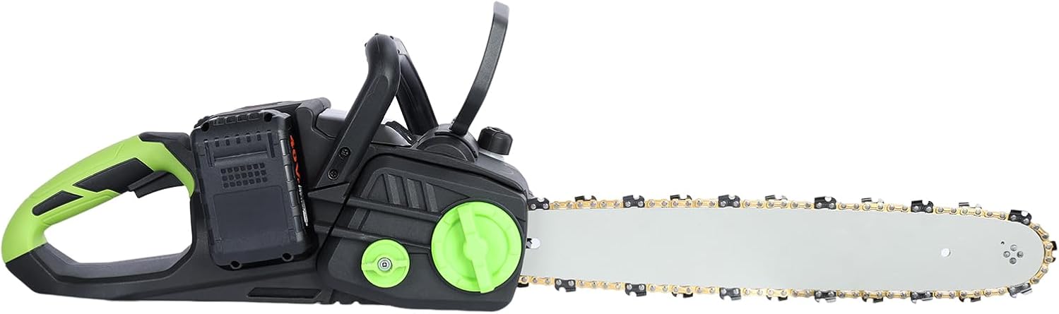 16 Inch Cordless Chainsaw, Brushless Motor Electric Chainsaw, Battery Powered Chainsaw with 2 x 4Ah Batteries, Auto-Lubrication Chain Saw for Tree Felling, Pruning, Logging and Firewood (Black)