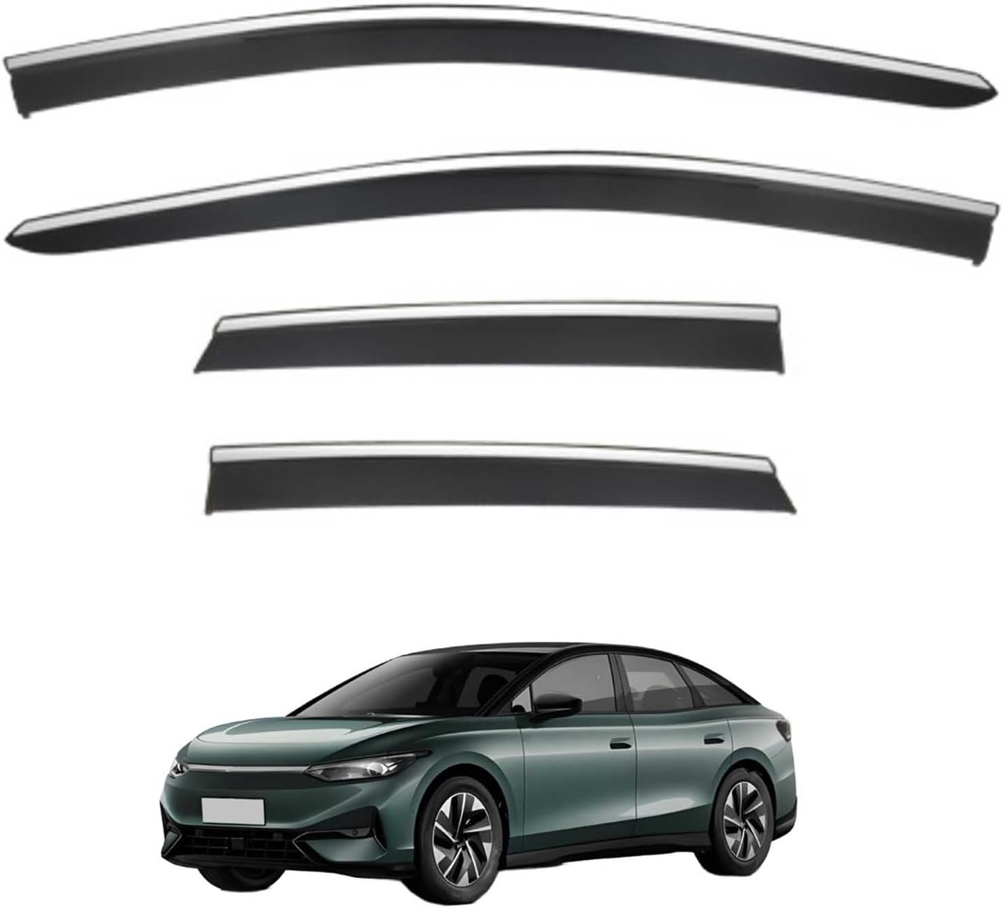 Window Deflectors for VW ID7 Hatchback/VW ID7 HB MK1 2023+, Sun Rain Guard Window Visors Vent Shades with Bright Stripes Car Accessories