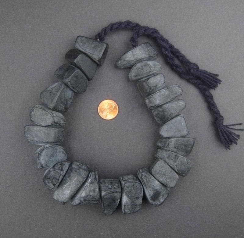 The Bead Chest Moroccan Charcoal Resin Chunk Beads 16mm Morocco African Black Unusual 17 Inch Strand Handmade