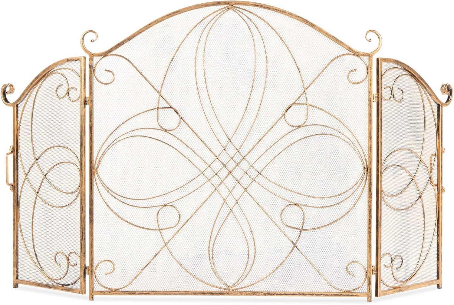 Fireplace Screen Cover - Decorative Iron Safety Screen for Heat & Spark Protection, Flat Art Design for Home Decor