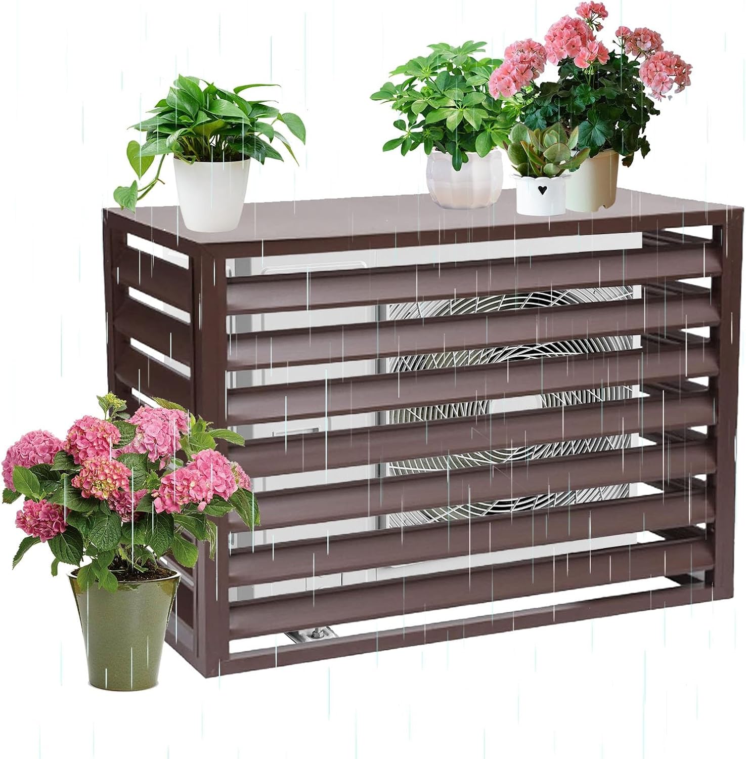 Air Conditioning Cover Aluminum, Covers Air Conditioning for Exterior Unit, Suitable for All Weather, Noise reducing(Brown,100cm)