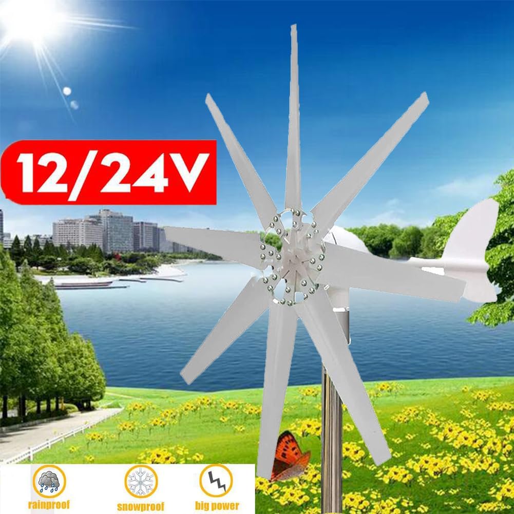24V,12000W Horizontal Wind Turbine Generator, Low Speed AC Alternator Generators Windmill with Free MPPT Charger Controller And Off Grid Inverter