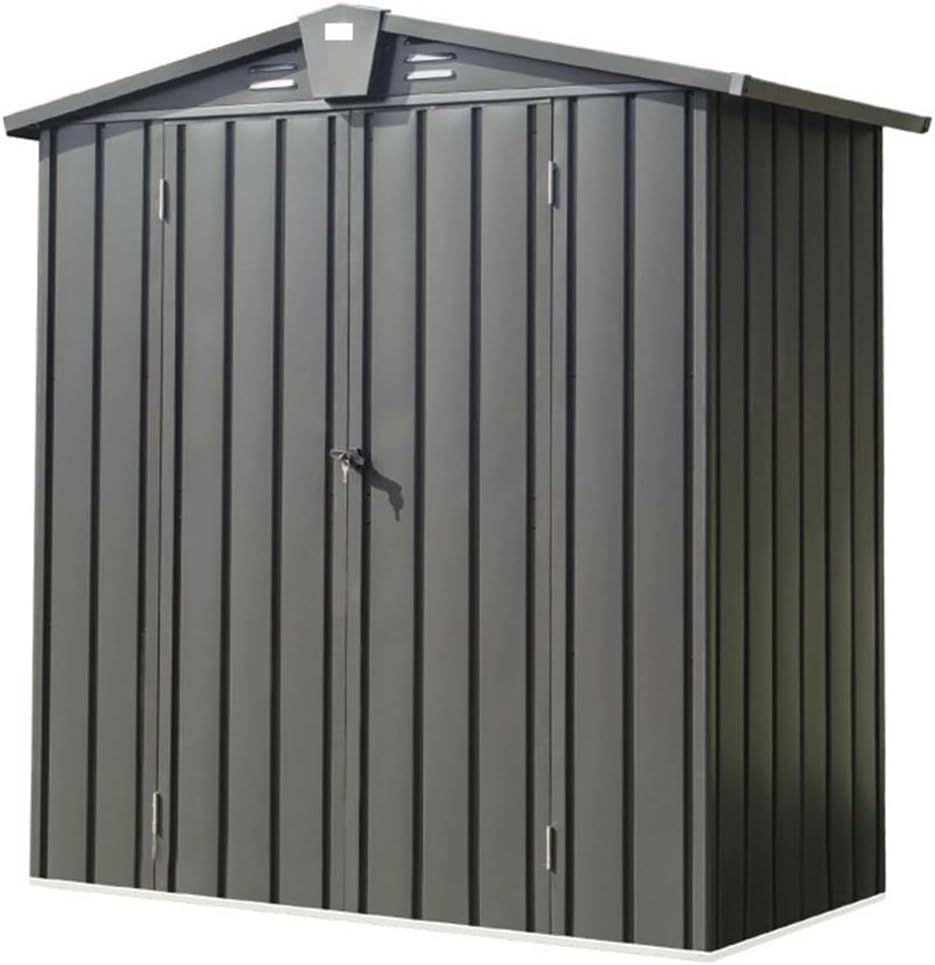 Garden Sheds Outdoor Storage Shed 5.7x3ft, Metal Outside Sheds Tool Shed with Lockable 2 Door for Patio, Backyard, Garden (5.7x3ft, Black) Outdoor Storage Sheds