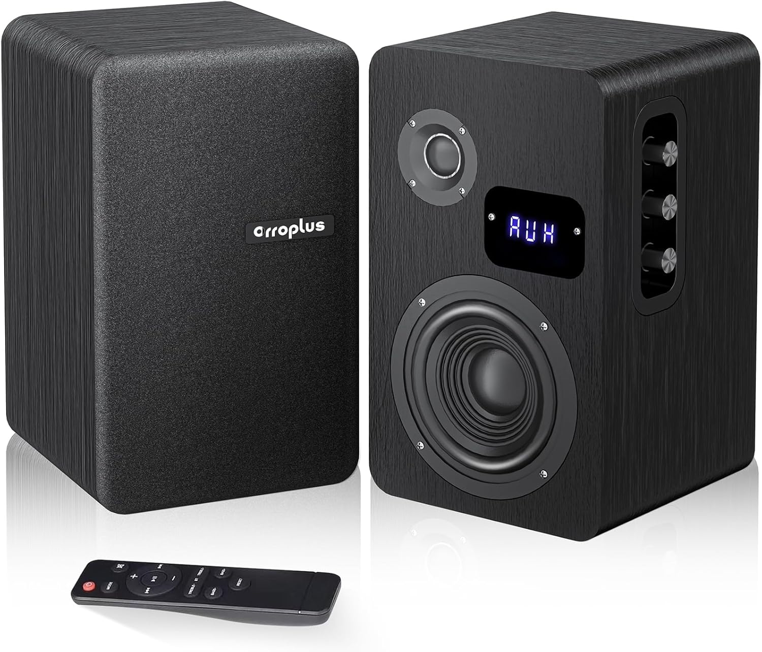 Powered Bookshelf Speakers Pair, 70W Surround Sound Home Stereo Speakers Wired Optical/ARC/RCA/AUX/BT Input Active Record Player Speakers with 4