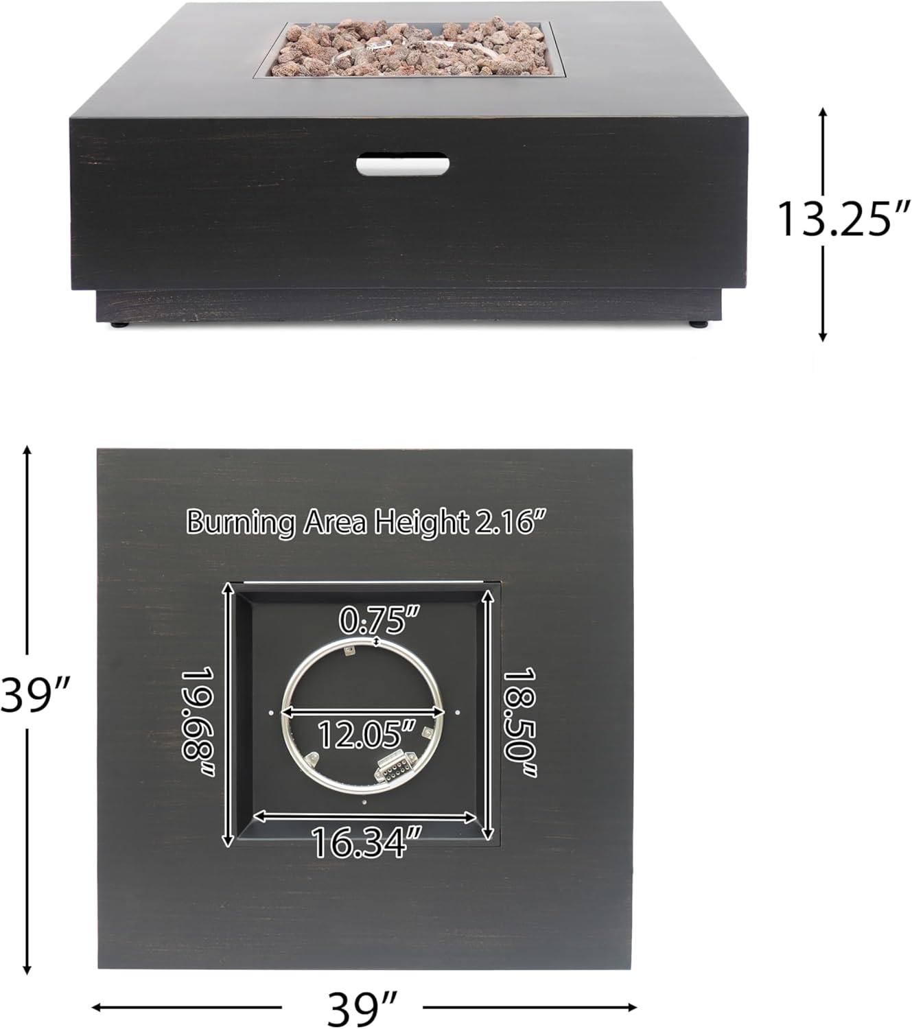 40 Inches Square Fire Pit in Brown Gold – Outdoor Patio Fireplace with Design, Durable Steel Construction, Backyard Gatherings Camping (Brown + Gold) (1 Doors)