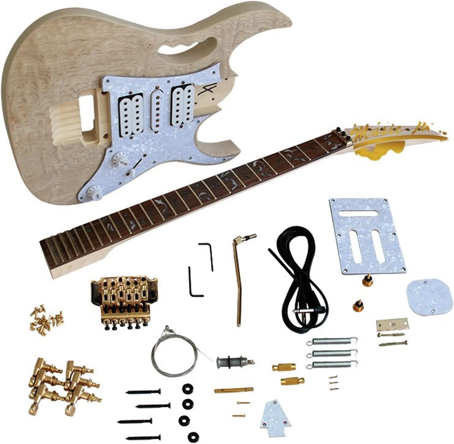 FLFL Electric Guitar Kit Set Basswood Body Rosewood Fingerboard Durable Maple Neck Guitar Accessories Unfinished Guitar Kit (Color : 01)