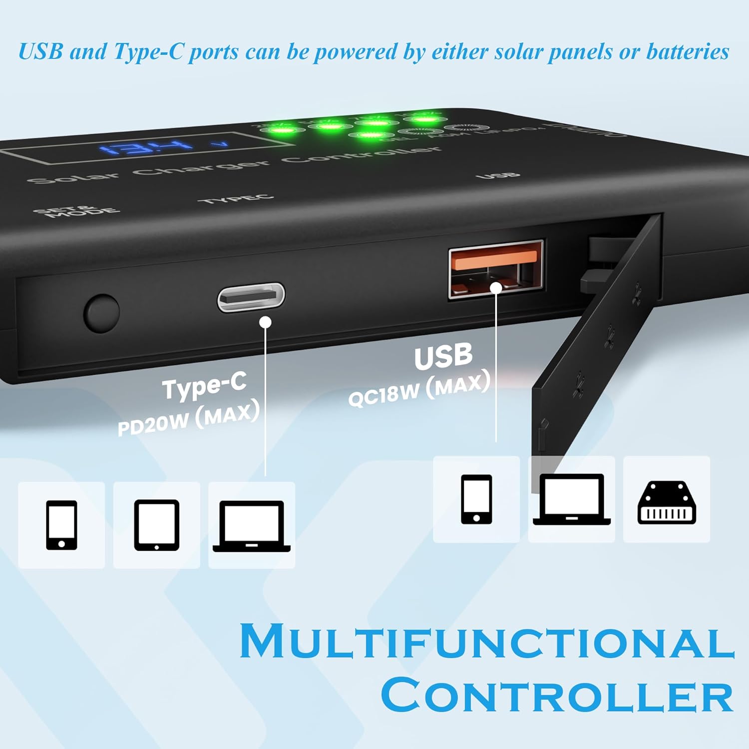 Voltset Solar Panel Charger Kit: 100W 12V Solar Panel with 20A Solar Charge Controller, Monocrystalline Solar Panel for RV Battery Car Trailer Marine Boat Caravan and Other Off Grid System