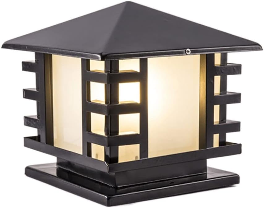 Dusk to Dawn Outdoor Column Lights, Chinese Exterior Lamp Post Light Fixture Waterproof Pole Lantern Light Fixture Exterior Light Fixtures for Driveway, Backyard, Street Lighting