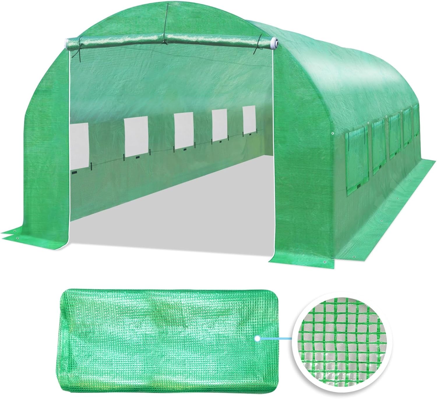 YardGrow Greenhouse Replacement Cover Larger Walk in Outdoor Plant Gardening Greenhouse, Cover ONLY, Frame Does NOT Included (24.6x7x7 FT)