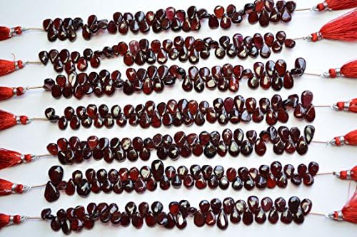13 inch natural beads strand of 7x9-7x12mm smooth pear pyrope garnet gemstone briolletes beads for DIY jewelry - necklace, bracelet, earring, ring.