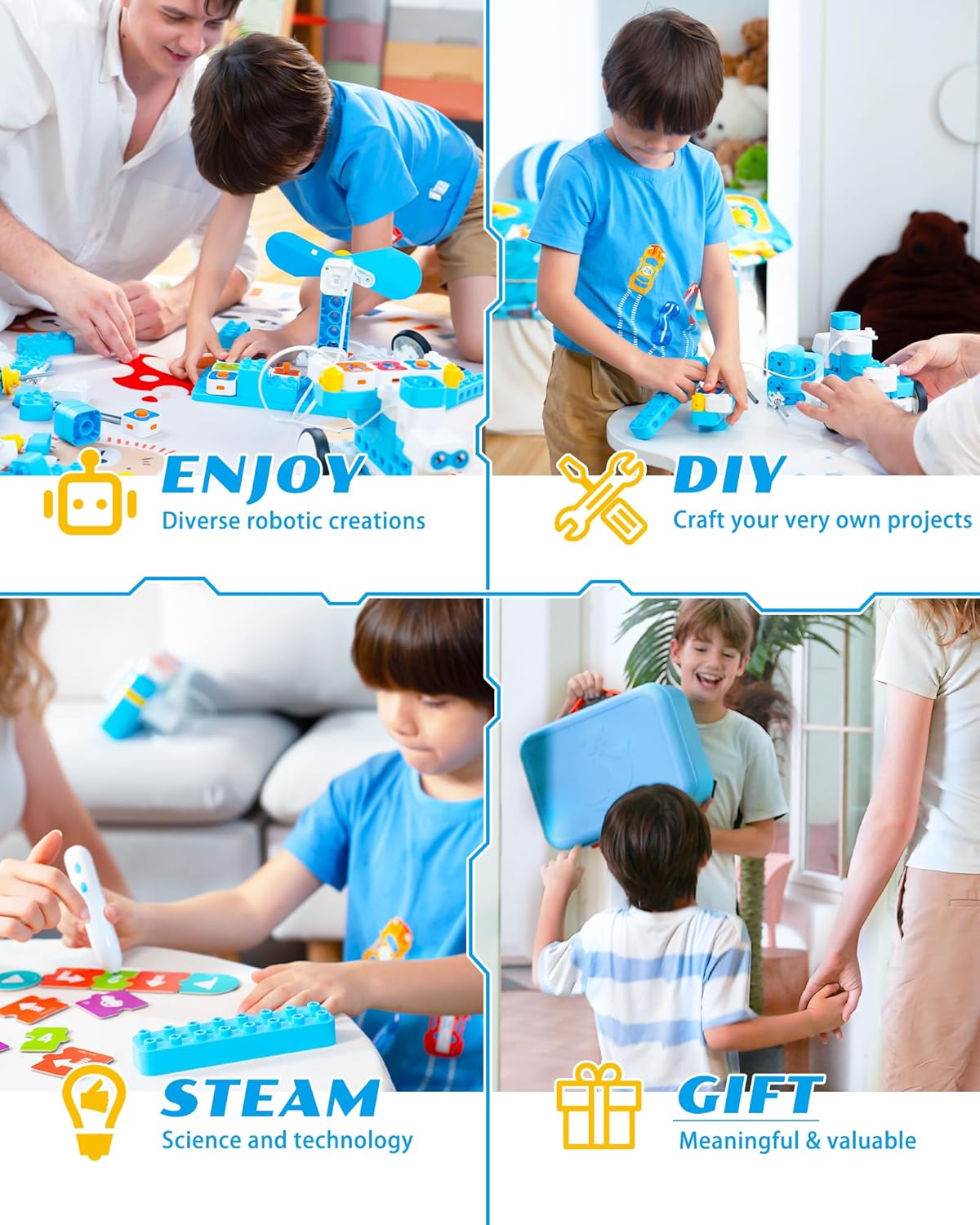 WhalesBot B3 Pro 24-in-1 Coding Robot Kit STEM Toy for Kids 4+, Advanced Smart Pen & Cards Programming, Educational Toy, Block Building Set with Controller&Motor&Sensors for Kids 4-6, 5-7