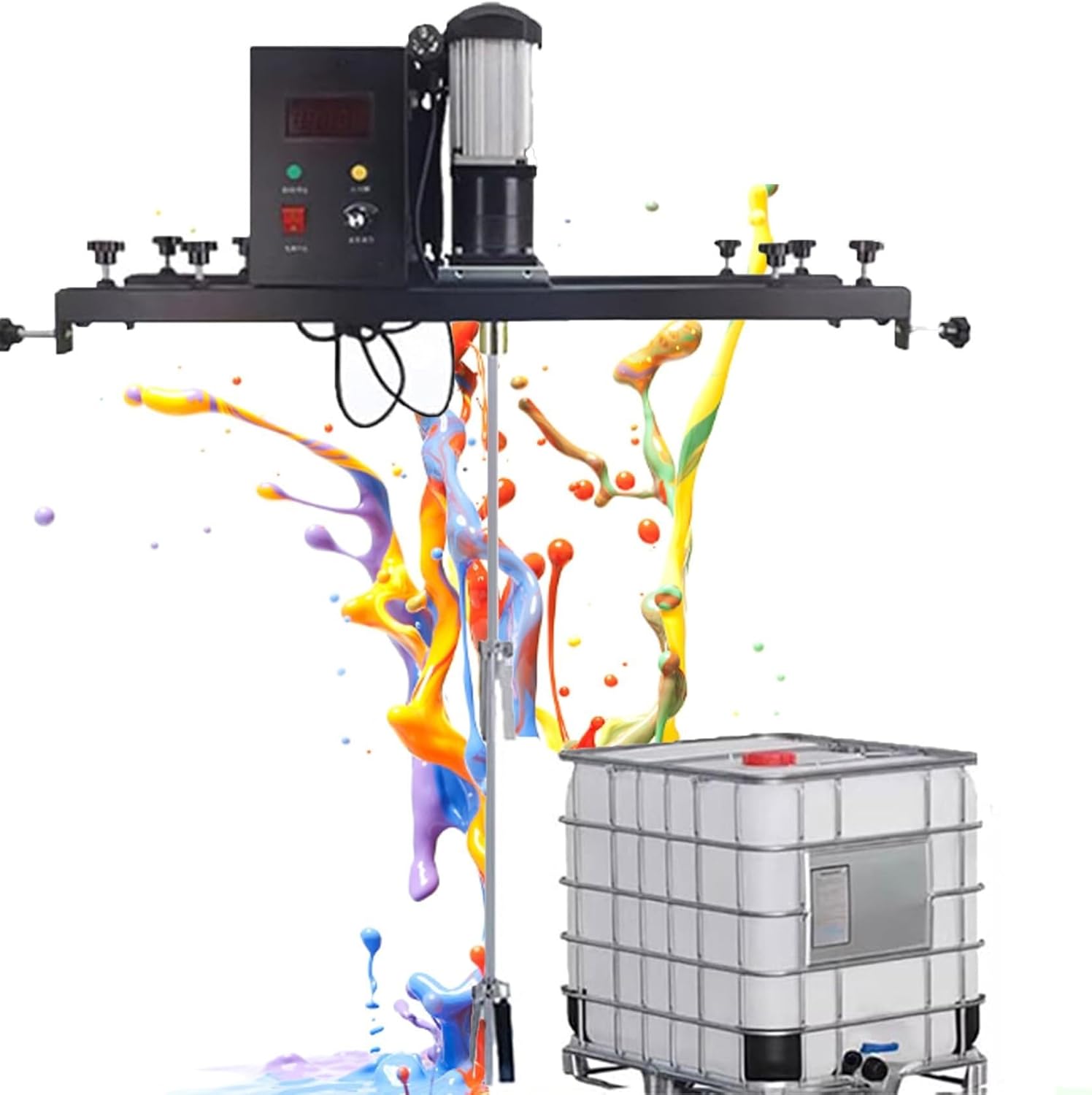 980W Electric Tank Mixer Machine, Commercial 1 Ton Paint Stirring Machine with Support Hanger, Paint Mixing Equipment, for Ink Dissolver Agitator