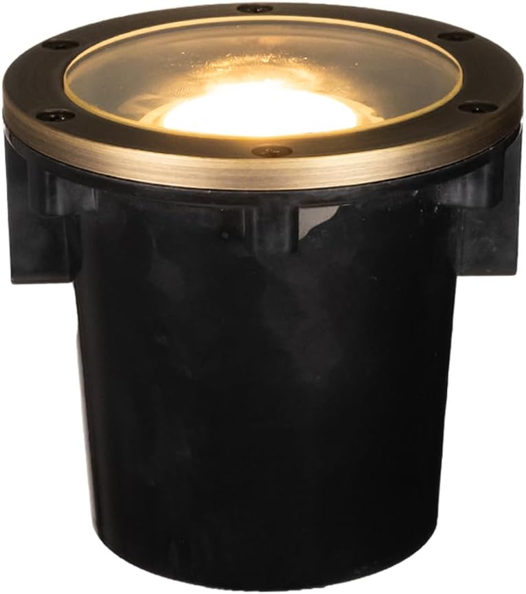 VOLT 12V 3-in-1 Waterproof IP68 Outdoor in-Grade Light with Brass Top (Bronze) & 5W 2700K Warm White MR16 LED Bulb for Low Voltage Landscape Lighting of Pathway, Garden, Column, Fountain or Pond