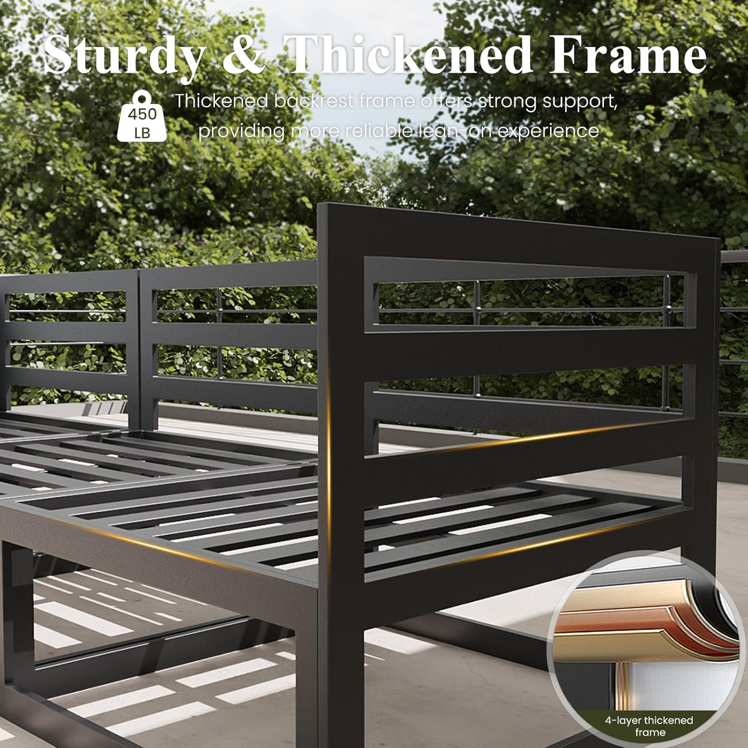 LayinSun Large Aluminum Patio Furniture Set with Fire Pit Table, 11 Pieces Modern Outdoor Conversation Set Sectional Metal Sofa Set with Olefin Cushion