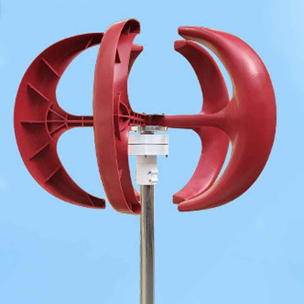 100W Vertical Axis Small Wind Turbine, Red Lantern Type Wind Turbine Generator, 5 Blades Wind Energy Generator