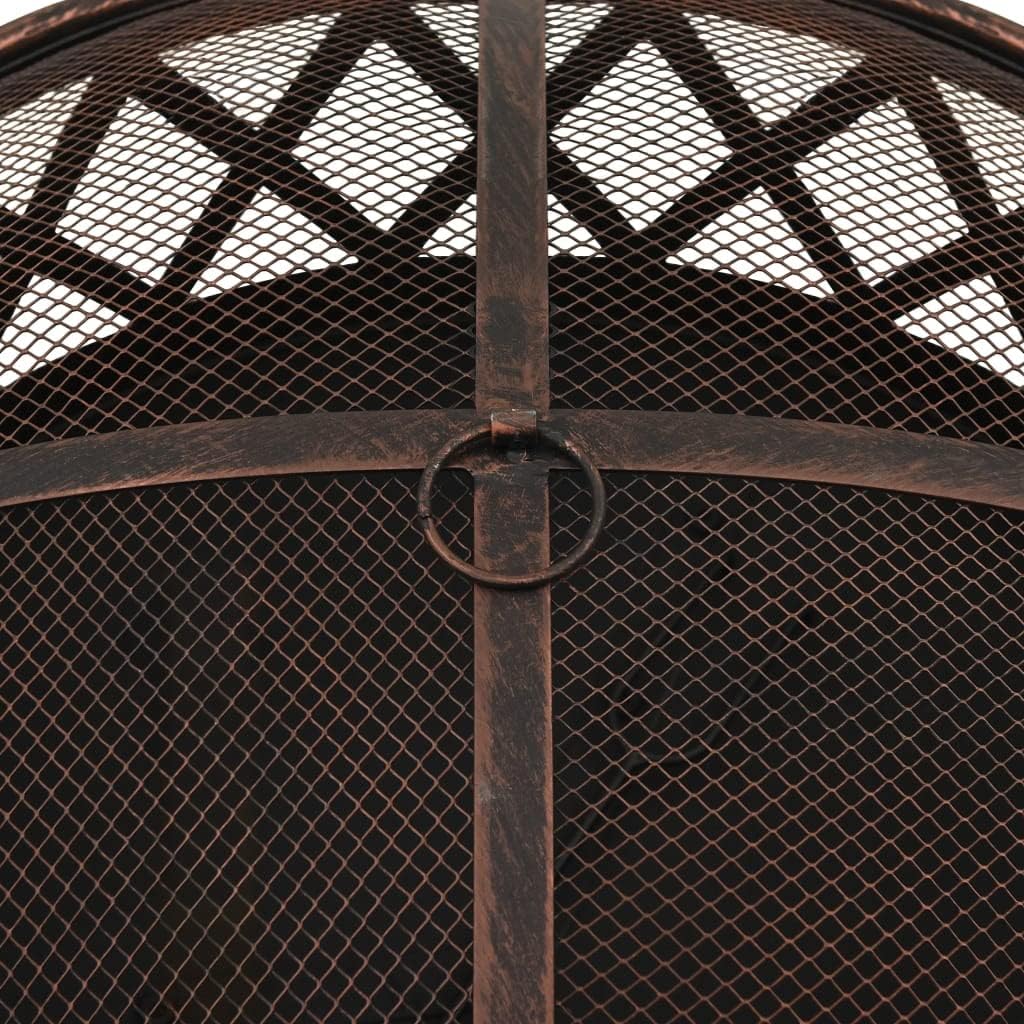 Outdoor Fire Pit Bowl Outdoor Wood Burning Grill, Rustic Fire Pit with Poker 29.9