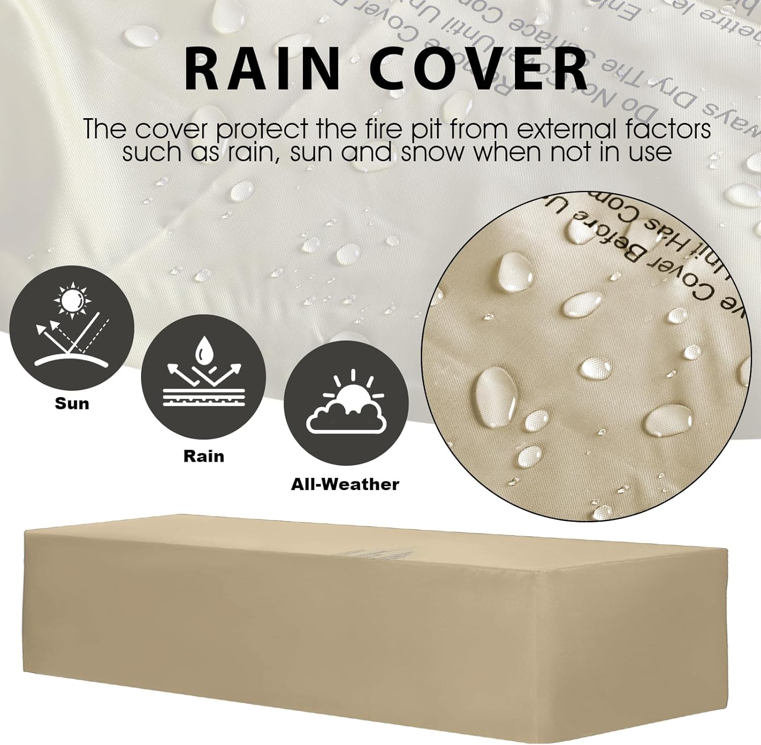 56-inch Outdoor Propane Gas Fire Pit Table Set - 2-Piece 50000 BTU Concrete Rectangular Firepits with Tank Cover, Fire Glass, Rain Cover, White Fire Table for Outside Patio, Garden Party