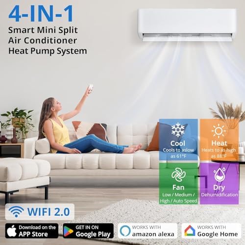 Garvee 2 Zone Mini Split AC/Heating System 28000 BTU (12K+12K), 20 SEER2 Dual Zone Ductless Wall Mounted Air Conditioner with Pre-Charged Condenser, 208-230V, Not Include Copper Tube Line Set