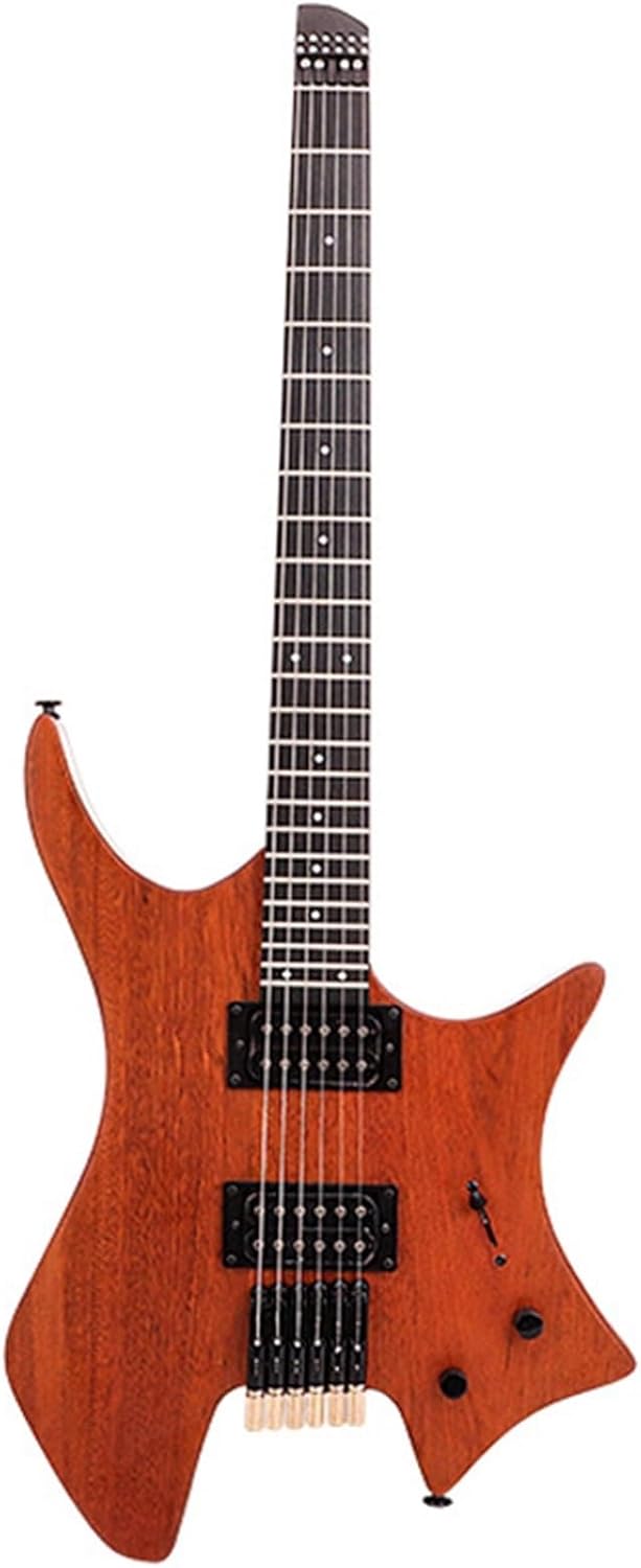 VENEKA Headless Electric Guitar 6 String Shaped Headless Electric Guitar Ash Wood/Mahogany Body with Passive HH Pickups (Color : 03)