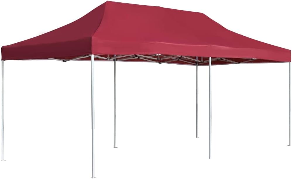 Wine Red Folding Party Tent, 19.7x9.8 ft Waterproof Oxford Fabric with PVC Coating, Aluminum Frame, Outdoor Gazebo Canopy for Patio, Weddings & Events Outdoor Structures