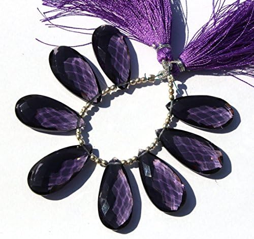 13 inch natural beads strand of 24x12mm faceted pear amethyst gemstone briolletes beads for DIY jewelry - necklace, bracelet, earring, ring.