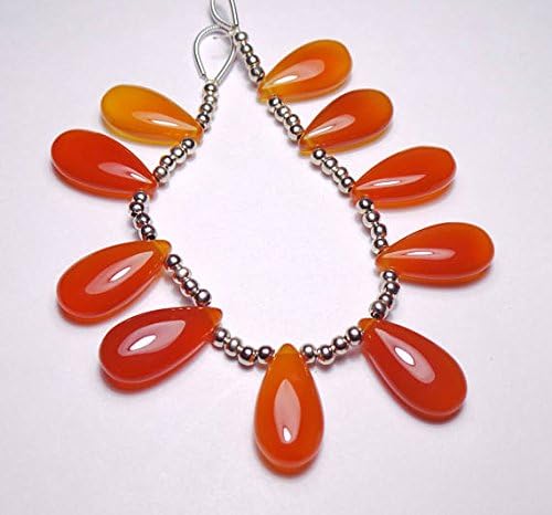 5 Matched Pairs, 20x10 MM Long aprx.,CARNELIAN ORANGE Chalcedony Smooth Pear Briolettes