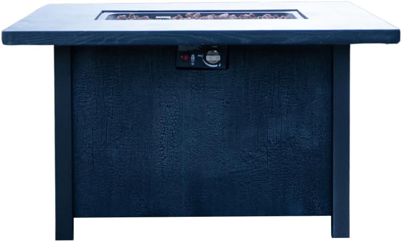 44 Inch Outdoor Propane Fire Pit Table with 50000 BTU Heat Output for Patio Garden Backyard - Charcoal Grain Effect Finish