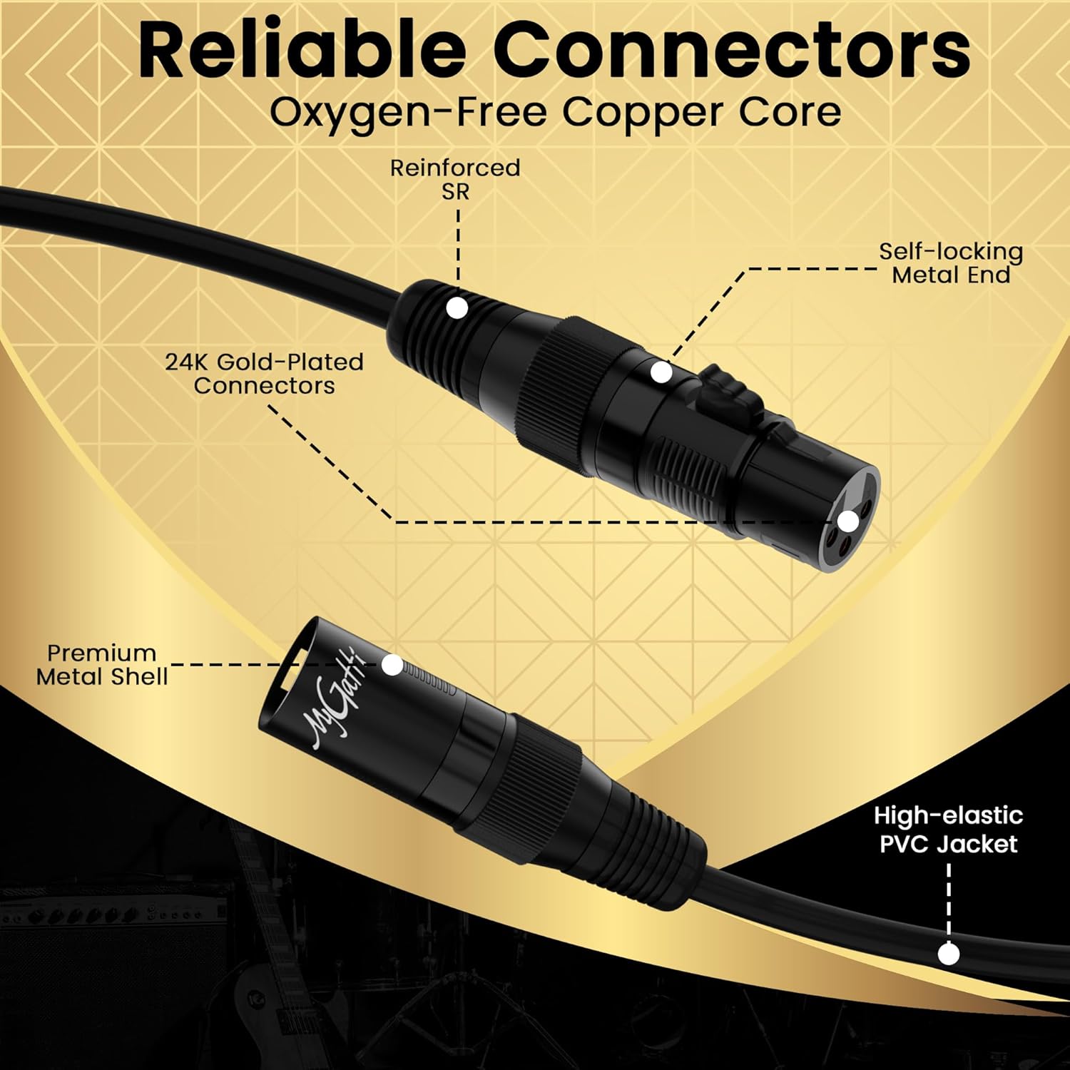 XLR Microphone Cable 50FT 4 Pack, Gold-Plated 3 Pin XLR Male to Female Balanced Mic Audio Cord, AL & OFC Dual Shielded Patch Cable for Speaker, Podcast, Mixer, Amplifier, Recording