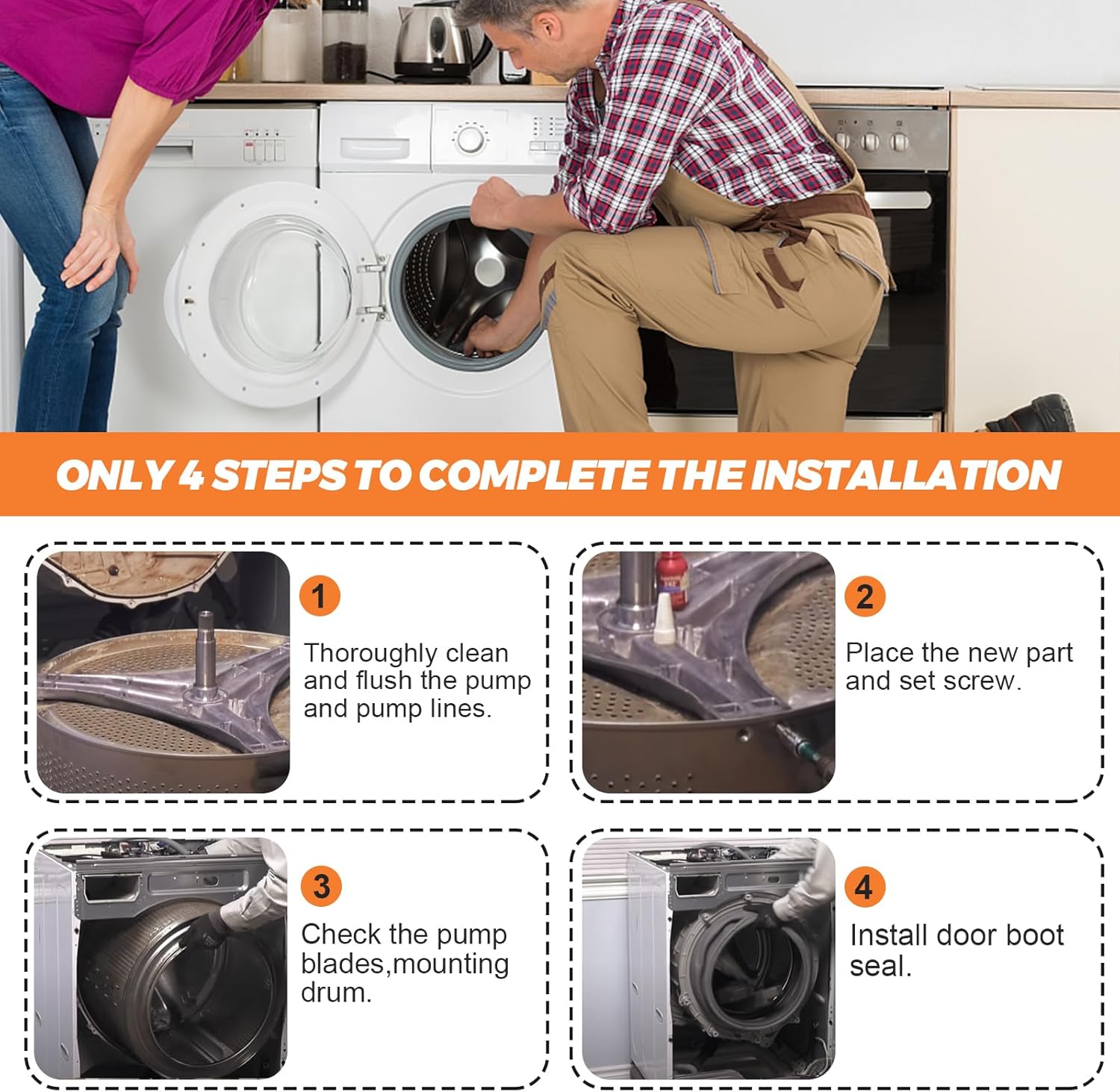 【UPGRADED】4434ER0003C Rear Drum Support (Spider) by Beaquicy - Replacement for Kenmore LG Washing Machine - Flange Shaft Assembly Replaces 4434ER0003A 4434ER0003B