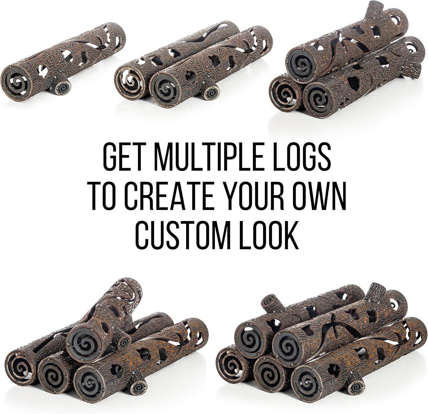 Maxam 24 Inch Steel Fire Pit Log - Decorative Interlocking Metal Firewood, Absorbs and Radiates Heat, for Gas and Propane Powered Outdoor Fireplace Pits