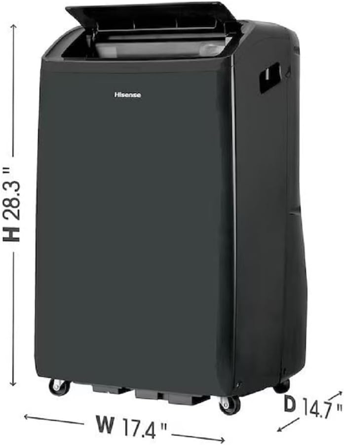 Hisense 10,000-BTU DOE Inverter 115V 550-sq ft Grey Wi-Fi Portable Air Conditioner w/ Remote (Renewed)