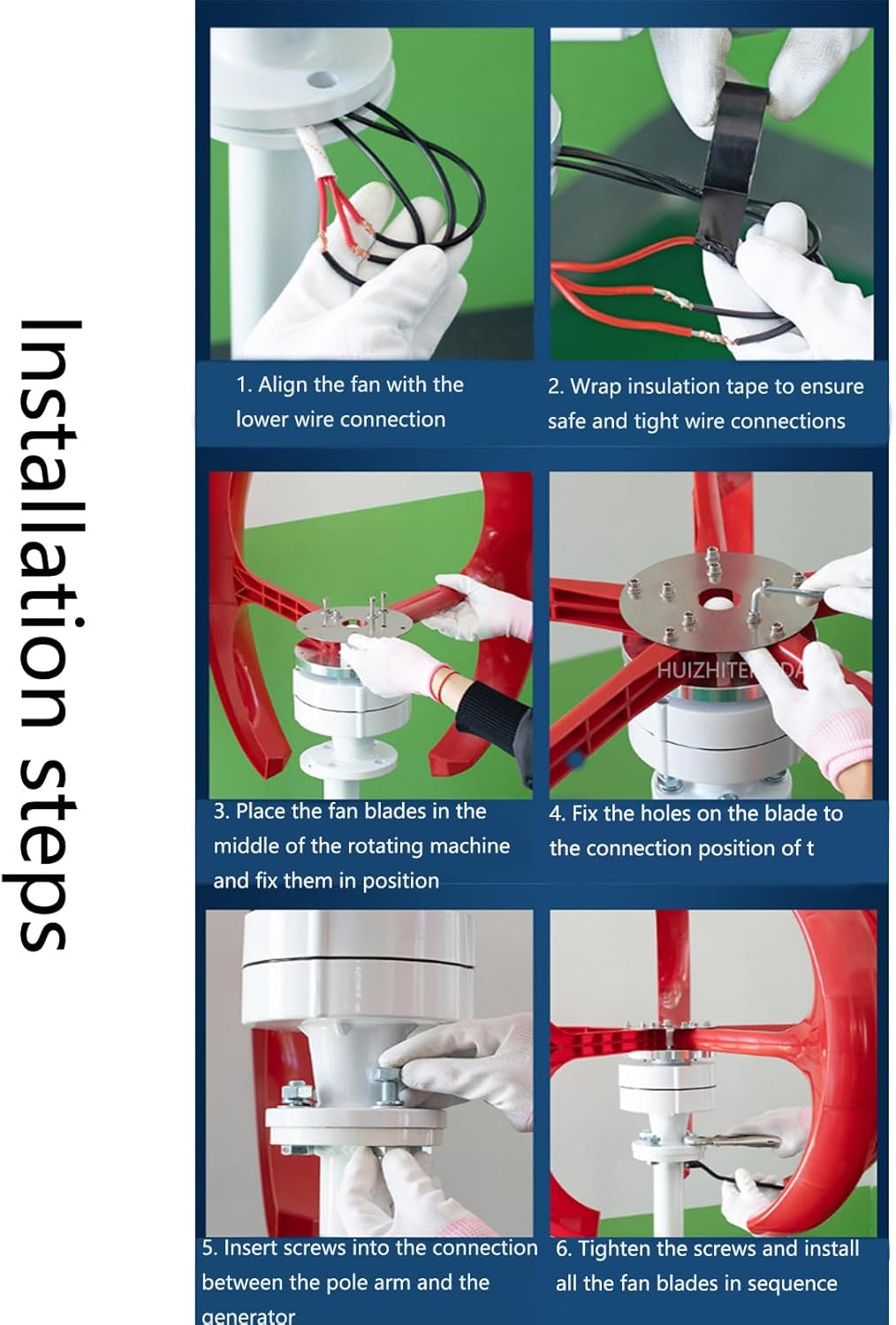 1000W Wind Turbine Generator,12V 24V 48V Three-Phase Vertical Windmill 5 Blades Energy Generator with Controller Suitable for Courtyard Lighting(Red)