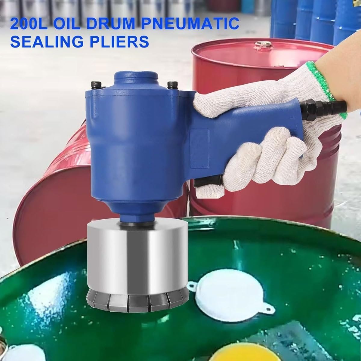 200L Pneumatic Oil Drum Sealing Machine,Oil Drum Capping Machine,Pneumatic Oil Barrel Crimper Sealer, Maximum Pulling Force 1300Lbs, Air Intake 1/4 Inch, for Caps, Barrels,Paints, Chemicals(39mm)