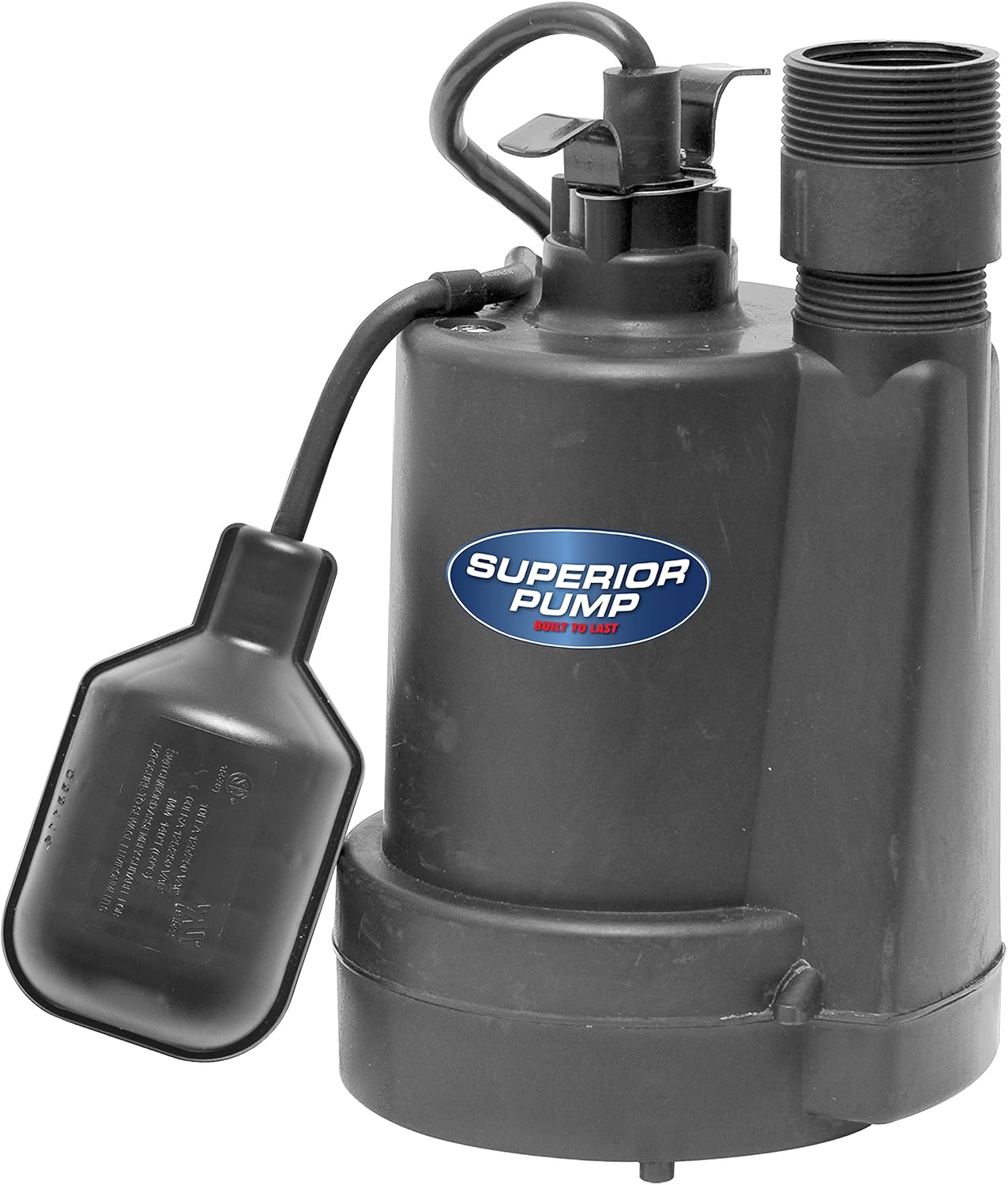 Superior Pump 92250 1/4-HP Thermoplastic Submersible Sump Pump with Tethered Float Switch