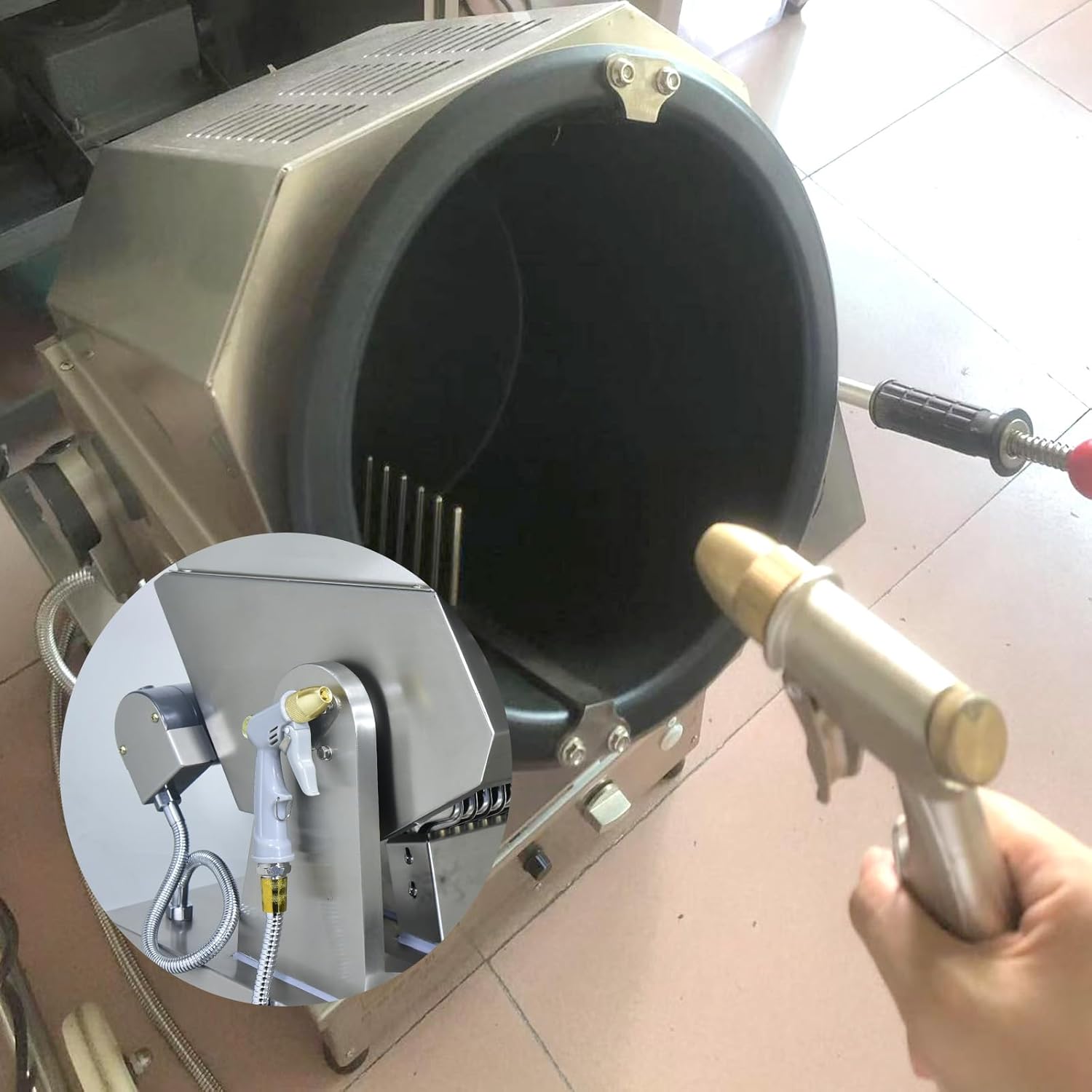 Commercial Automatic Cooker with water spray,Automatic 360° Stir Fry Cooker,Automatic Cooking Machine,Drum Type Stir Frying Machine,Auto Cooking Wok Fried Machine (Natural Gas, Countertop)