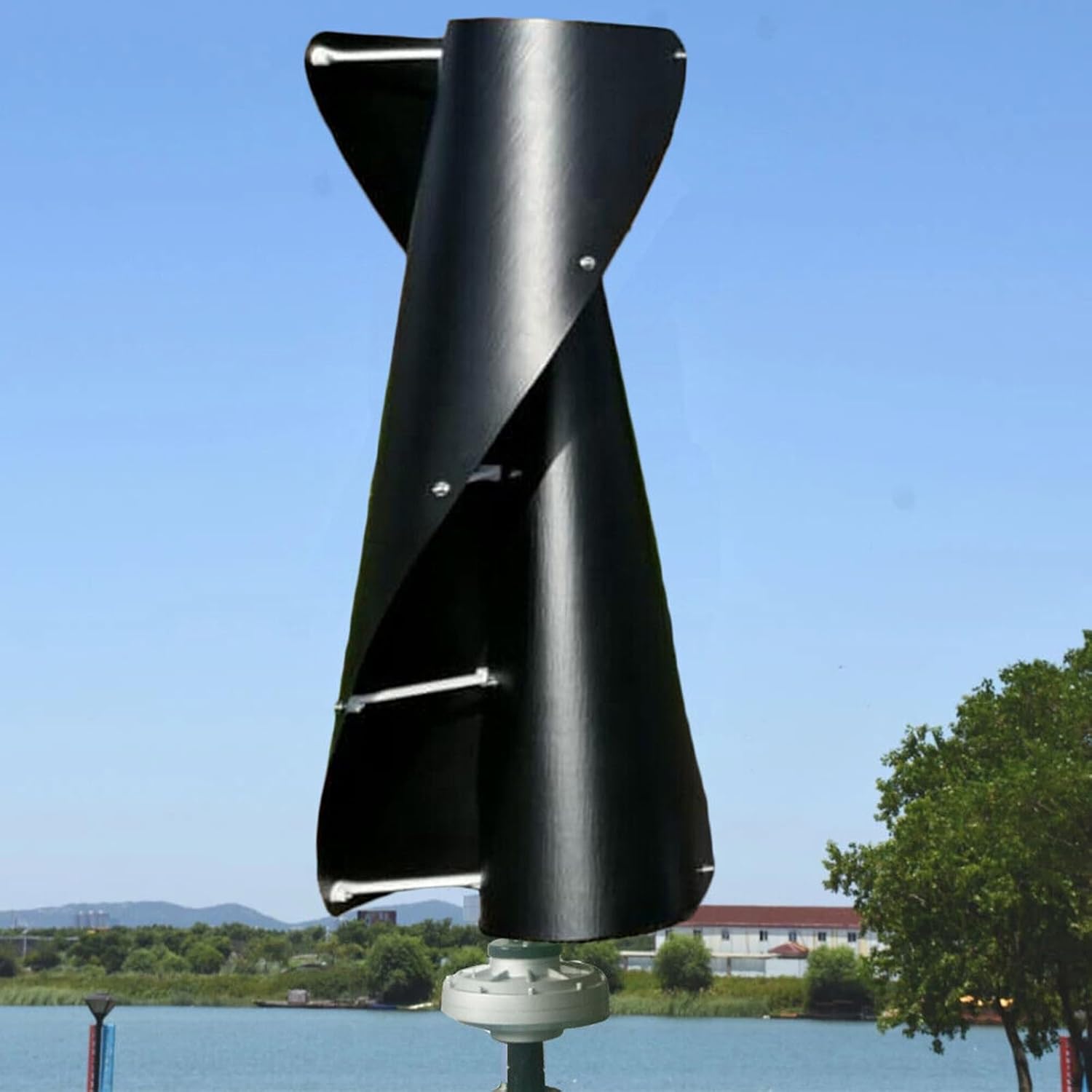 2000W Vertical Wind Turbine 12V/24V/48V Magnetic Levitation Wind Turbine Household Outdoor High-Power Wind Turbine, Real Standard Generator (Color : Black, Size : 48V)