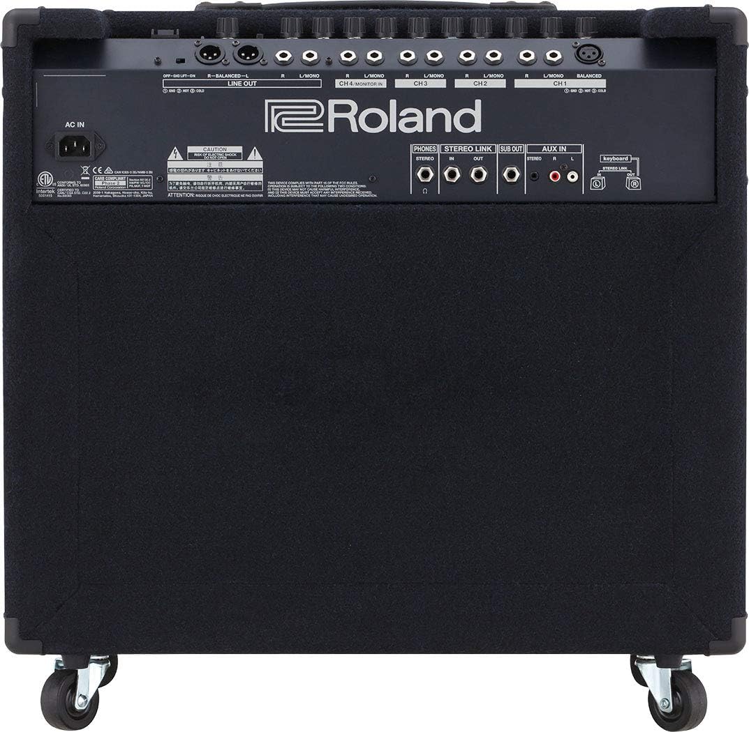 Roland KC-600 4-Channel Stereo Mixing Keyboard Amplifier - 200W Bundle with 2 Instrument Cable and Austin Bazaar Polishing Cloth