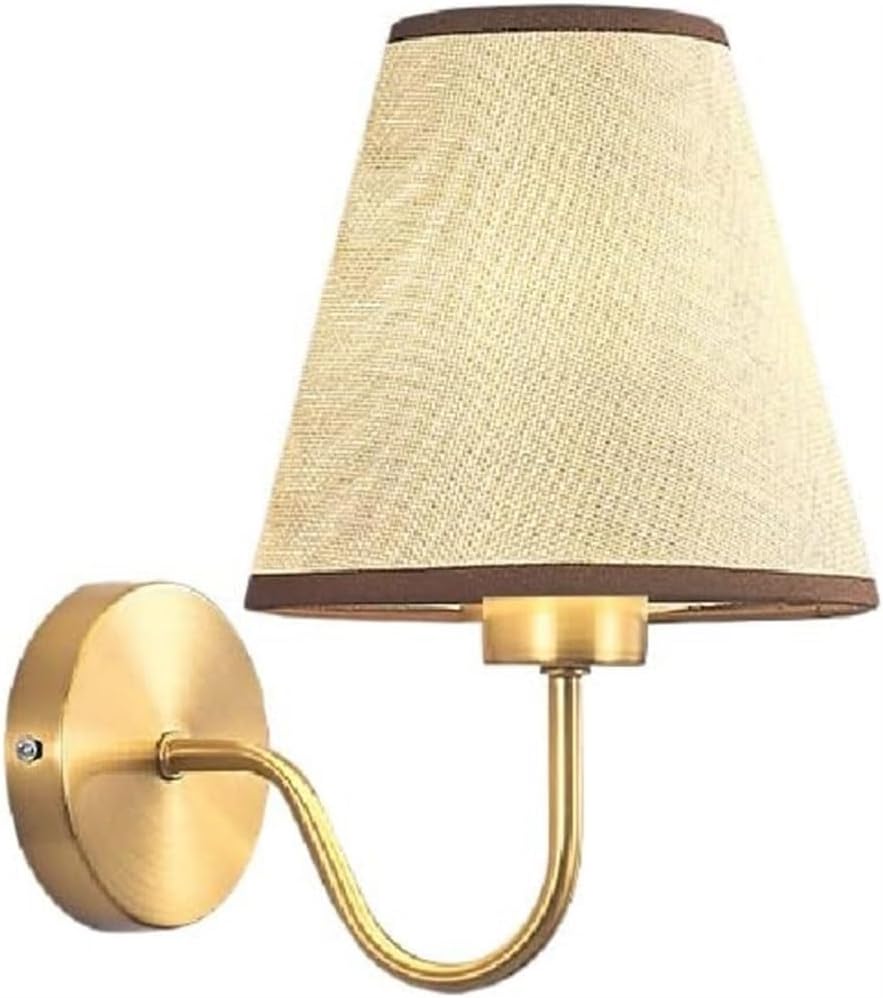 Wall Sconces Minimal Iron Art Wall Sconces American Style Cloth Wall Light E26/E27 Base Indoor Wall Mounted Lighting Fixture for Bedroom Dresser Hotel Room(Linen)
