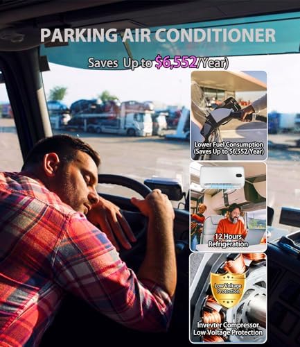 Treeligo 12V Air Conditioner, Mini Split Air Conditioner, 12 Volt DC Air Conditioner, for Truck Parking Split Electric AC Unit, for Semi-Truck, Trailer, Camper, Crane Loader Excavator