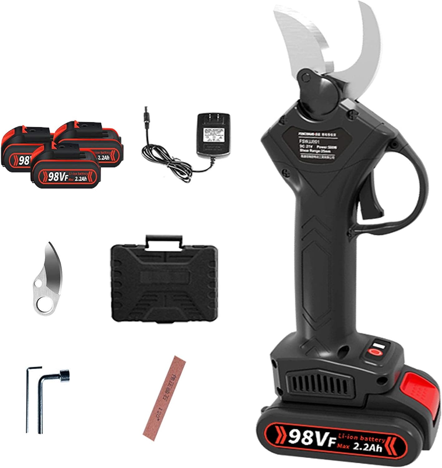 Electric Pruning Shears Cordless with 21V Rechargeable Battery,28-33mm cutting diameter scissors and extension rod, Cordless Electric Secateur (2.8vm