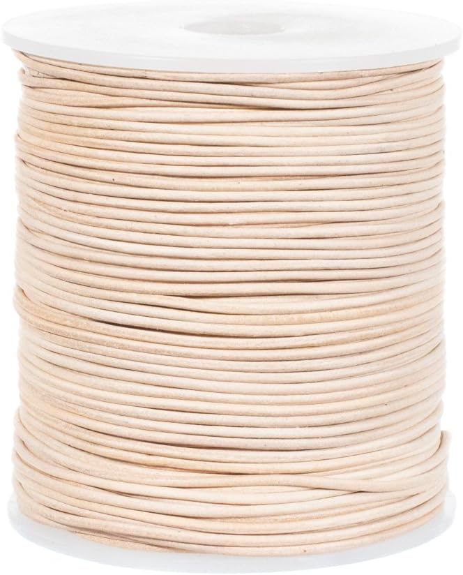 Craft County Round Leather Cord in a Variety of Colors – Available in Diameters of 1.5, 2, and 3mm Diameters