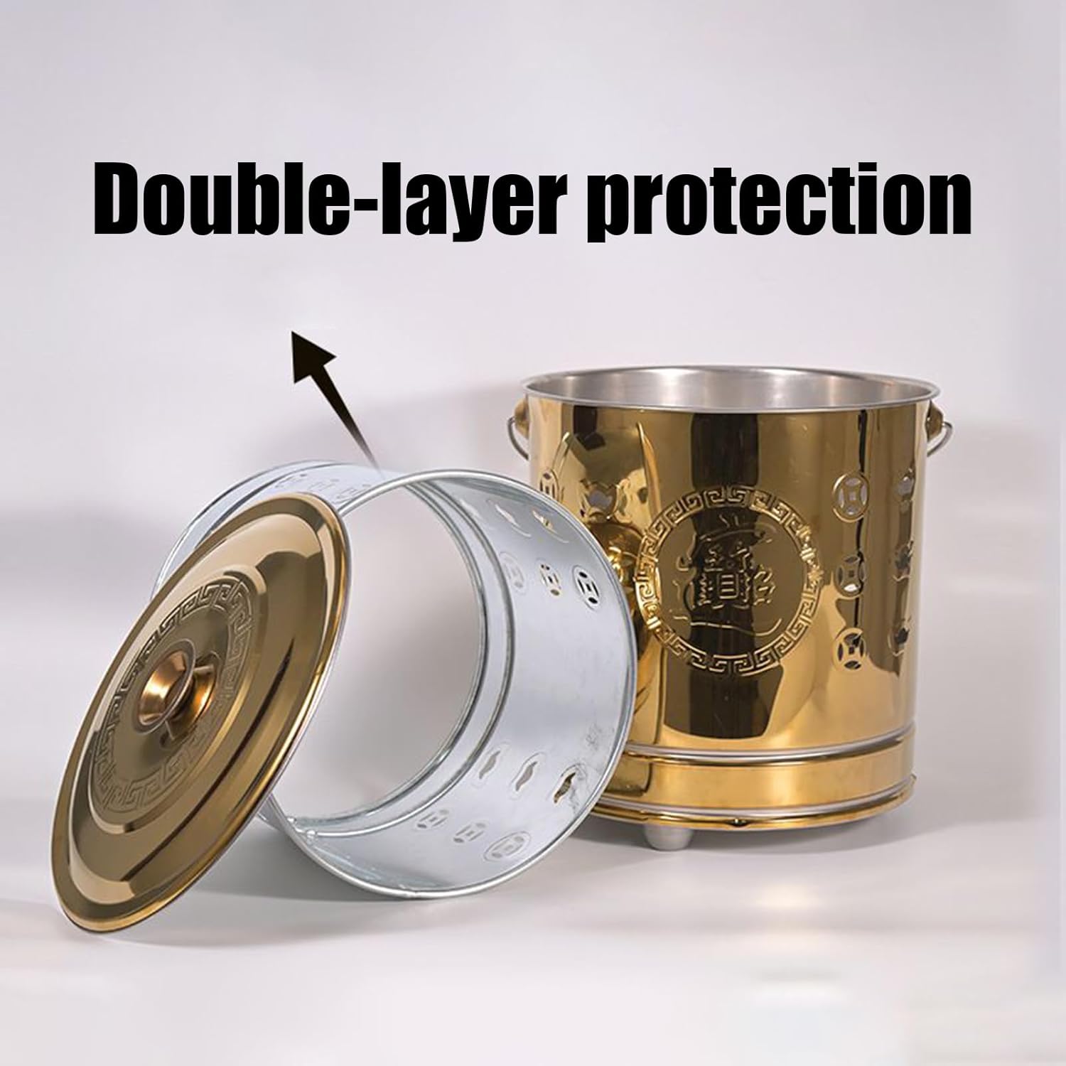 Burn Can for Paper - Portable Stainless Steel Fire Bucket for Safe Disposal | Covered Pit with Hook and Liner, Ideal for Backyard Garden Balcony Trash Wood Garbage Beach Use