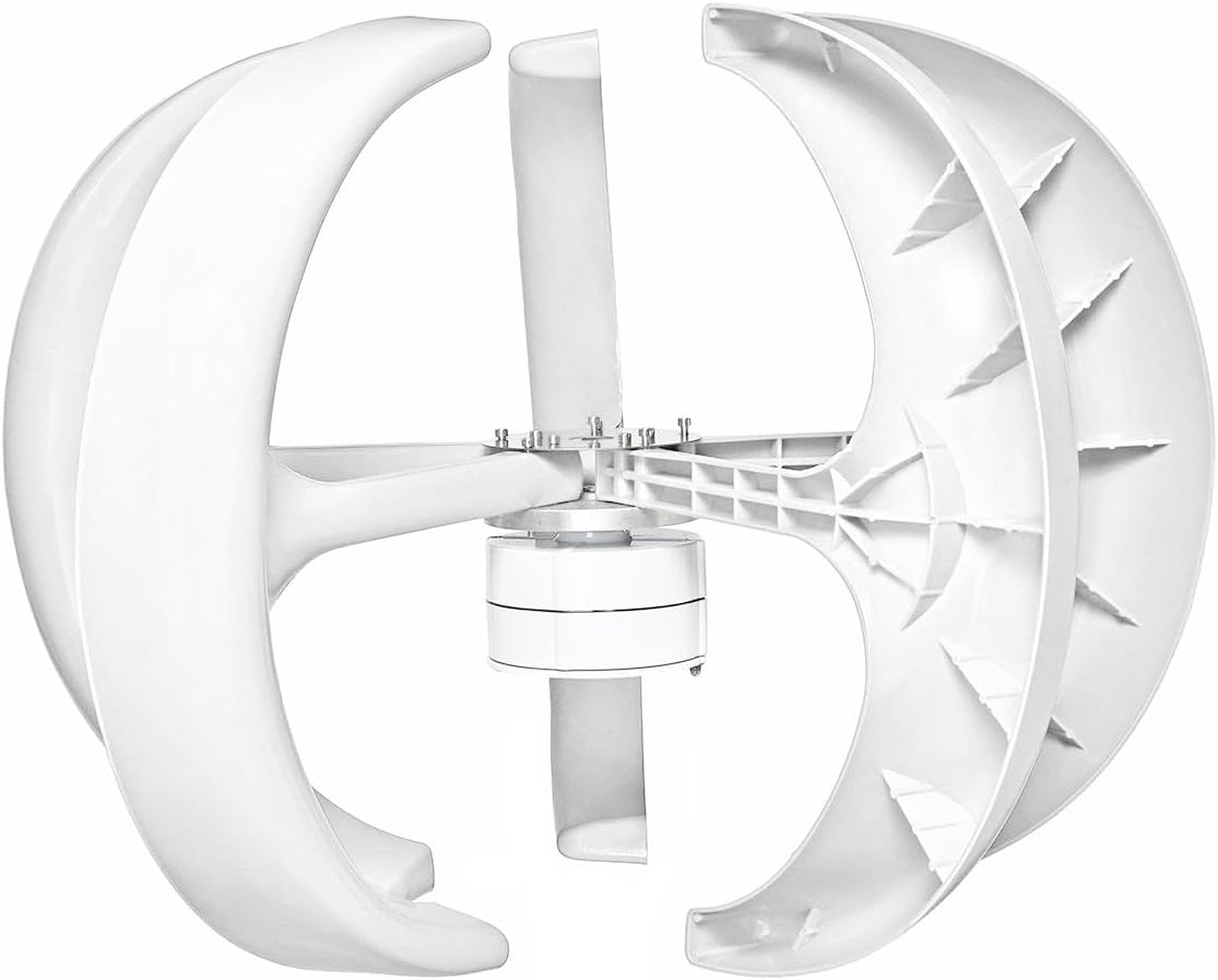 8000W Low Noise Windmill Vertical Axis Wind Turbine Generator,12V 24V 48V with MPPT Controller for Home Use(White)