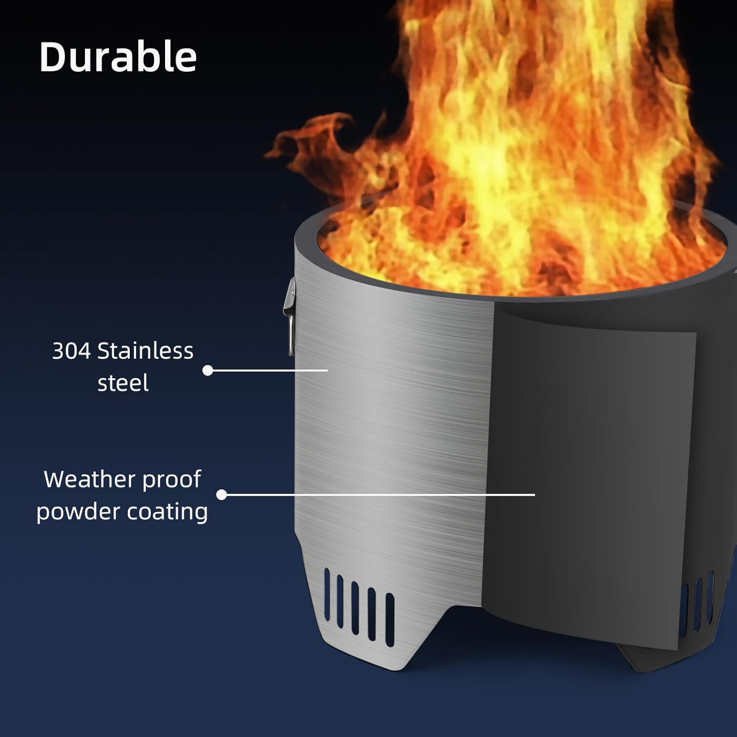 PioneerWorks Outdoor Mini Fire Pit - Iron Steel, Ideal for Backyard, Camping, Picnics, Includes Firehook, 16in Diameter.