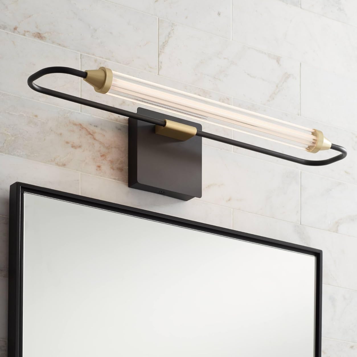 Possini Euro Design Nikola Modern Industrial Vintage Wall Light Bar Matte Black Hardwire 23 1/2