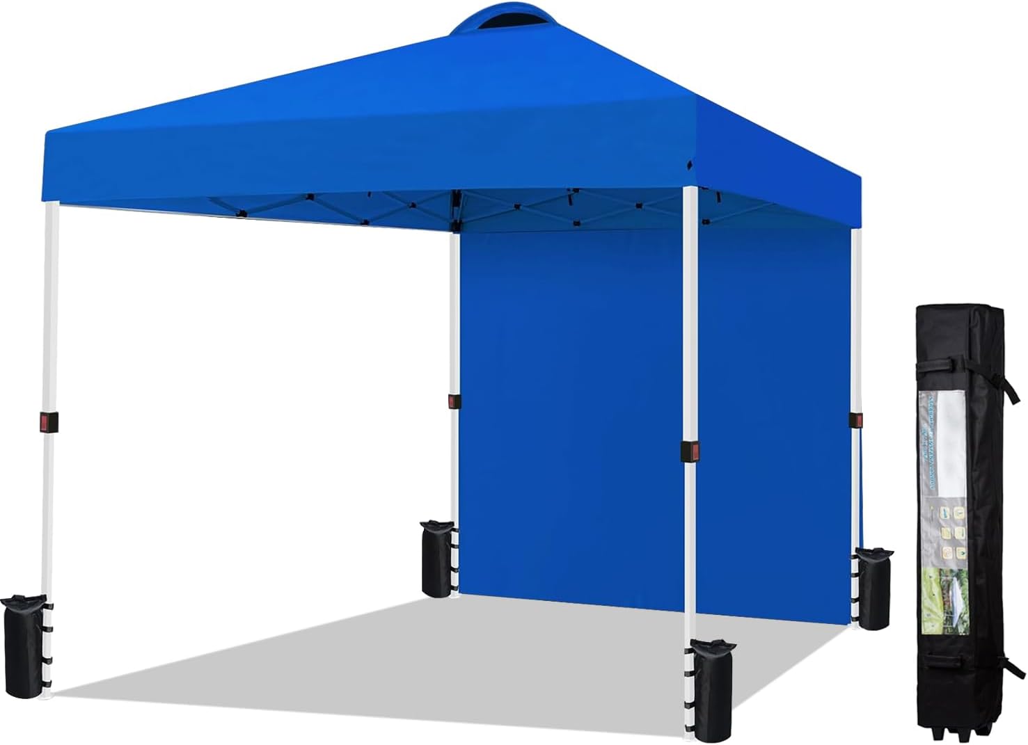 Heavy-Duty 10x10 Pop-Up Canopy Tent (with Sidewall) – Easy Instant Outdoor Use, Vented Roof, Wheeled Carry Bag, Bonus 8 Stakes/4 Ropes, Perfect for Trade Shows & Events, Blue